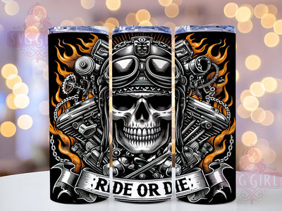 Ride Or Die Skull Biker Tumbler Wrap, Ride Or Die Design, Motorcycle Tumbler Sublimation, 20oz Biker Wrap, Skull Tumbler Design, Rebel Tumbler File, Digital Motorcycle Wrap Sublimation SvggirlplusArt 