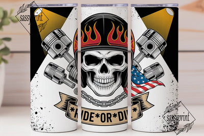 Ride or Die Skull Biker Tumbler Wrap Sublimation sassyprint 
