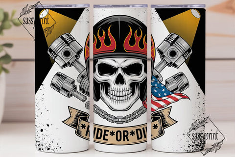 Ride or Die Skull Biker Tumbler Wrap Sublimation sassyprint 