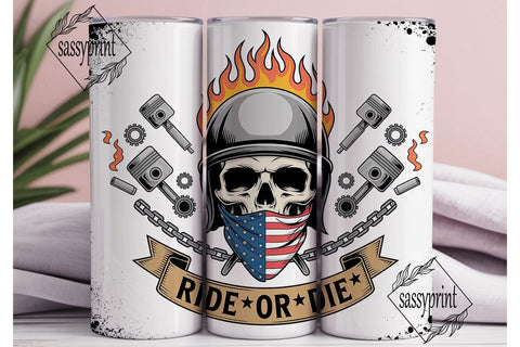 Ride or Die Skull Biker Tumbler Wrap Sublimation sassyprint 