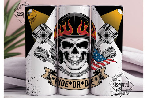Ride or Die Skull Biker Tumbler Wrap Sublimation sassyprint 