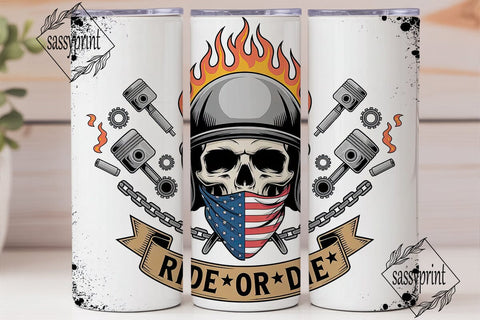 Ride or Die Skull Biker Tumbler Wrap Sublimation sassyprint 