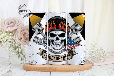 Ride or Die Skull Biker Tumbler Wrap Sublimation sassyprint 