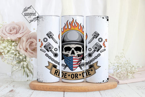 Ride or Die Skull Biker Tumbler Wrap Sublimation sassyprint 