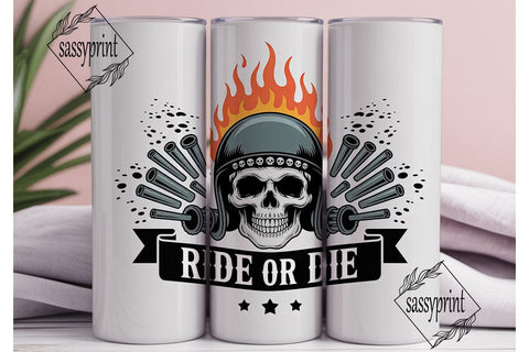 Ride or Die Skull Tumbler Wrap Sublimation sassyprint 