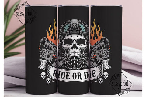 Ride or Die Skull Tumbler Wrap Sublimation sassyprint 