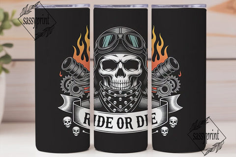 Ride or Die Skull Tumbler Wrap Sublimation sassyprint 