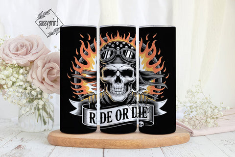 Ride or Die Skull Tumbler Wrap Sublimation sassyprint 