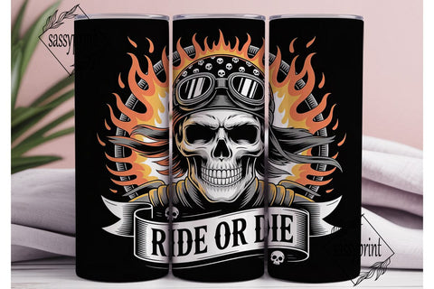 Ride or Die Skull Tumbler Wrap Sublimation sassyprint 