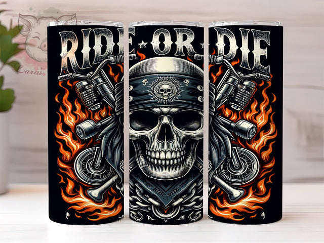 Ride or Die Tumbler, Motorcycle Tumbler, 20oz Tumbler Wrap, Biker Gift, Custom Motorcycle Decor, Motorcycle Enthusiast, Gift for Bikers Sublimation Lara' s Designs 