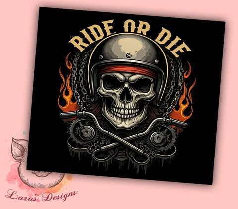 Ride or Die Tumbler, Motorcycle Tumbler, 20oz Tumbler Wrap, Biker Gift, Custom Motorcycle Decor, Motorcycle Enthusiast, Gift for Bikers Sublimation Lara' s Designs 