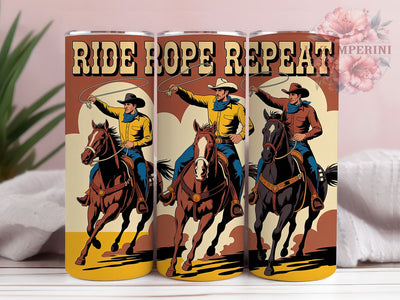 Ride Rope Repeat 20oz Tumbler, Ride Rope Repeat Quote, Western Wrap Design, Rustic Cowboy Sublimation, 20oz Tumbler Wrap, Sublimation Design PNG, Country Western Gift Sublimation Li Zamperini 