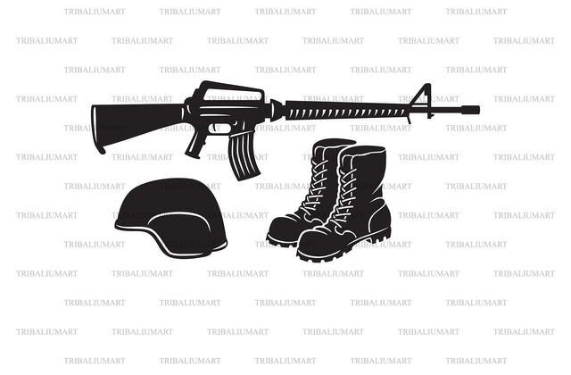 Rifle, helmet and boots SVG TribaliumArtSF 