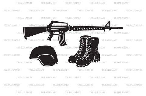 Rifle, helmet and boots SVG TribaliumArtSF 