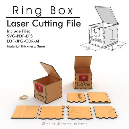 Ring Box | laser cut file | svg paper cut | cricut | glowforge file SVG tofigh4lang 
