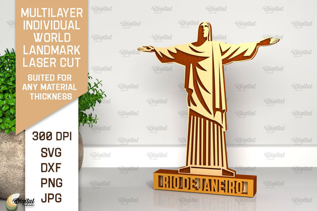 Rio De Janeiro Landmark Laser Cut. Multilayer Decor SVG SVG Evgenyia Guschina 