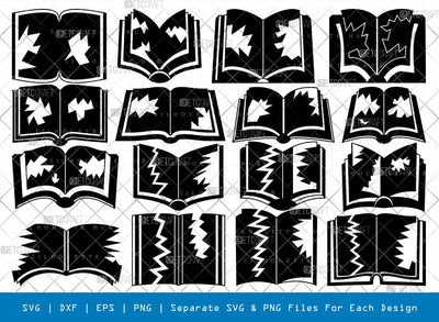 Ripped Book Silhouette Svg Cricut Cut Files Png Bundle SVG ETC Craft 