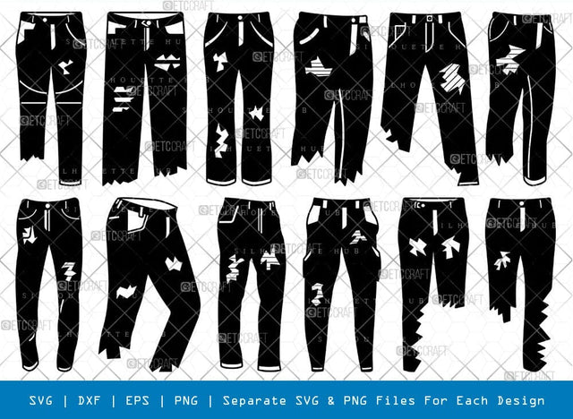 Ripped Pant Silhouette Svg Cricut Cut Files Png Bundle SVG ETC Craft 
