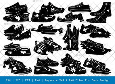 Ripped Shoes Silhouette Svg Cricut Cut Files Png Bundle SVG ETC Craft 