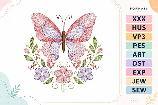 Ripple Butterfly Floral Embroidery Design Embroidery/Applique DESIGNS sg embroidery 