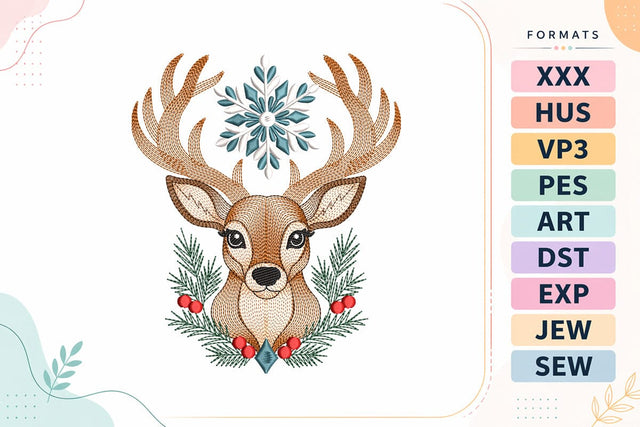 Ripple Christmas Deer Embroidery Designs For Machine Embroidery/Applique DESIGNS sg embroidery 