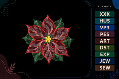 Ripple Christmas Poinsettia Flower Embroidery Design Embroidery/Applique DESIGNS sg embroidery 