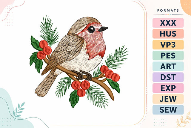 Ripple Christmas Robin Embroidery Design For Machine Embroidery/Applique DESIGNS sg embroidery 