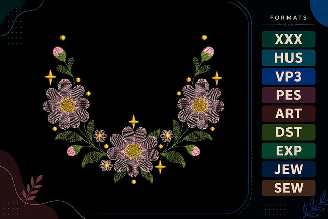 Ripple Floral Border Embroidery Design For Machine Embroidery/Applique DESIGNS sg embroidery 