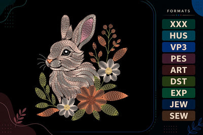 Ripple Floral Bunny Embroidery Design Embroidery/Applique DESIGNS sg embroidery 