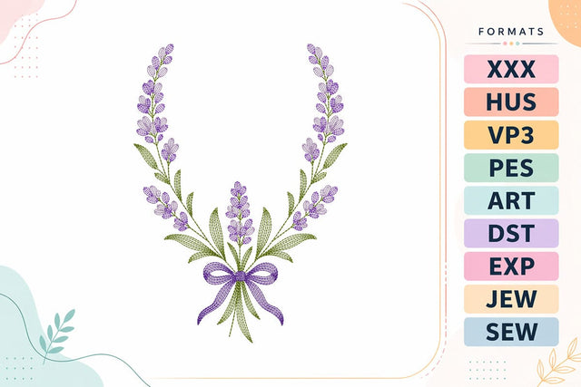 Ripple Lavender Floral Wreath Machine Embroidery Design Embroidery/Applique DESIGNS sg embroidery 