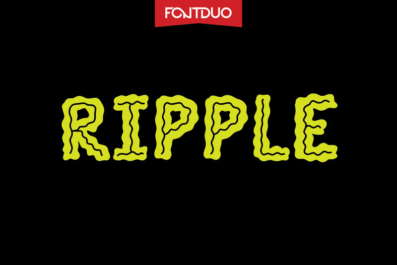 Ripple Wavy Hand-Lettered Inline Font Font FontDuo 