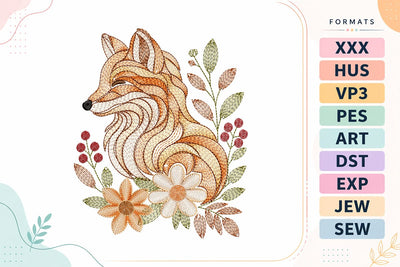 Ripple Woodland Fox Floral Embroidery Design Embroidery/Applique DESIGNS sg embroidery 