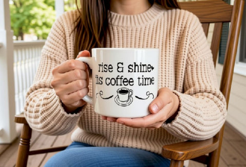 Rise and Shine Coffee Time SVG - Farmhouse Kitchen Sign Cut File SVG Silhouette School Blog Design Shop 