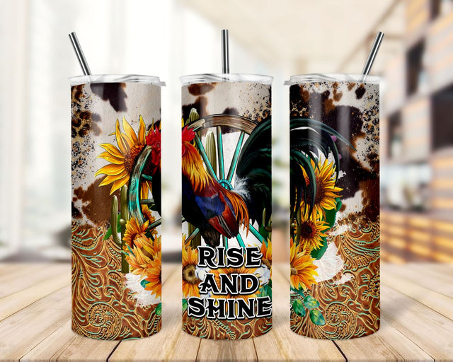 Rise and shine rooster 20 oz Skinny Tumbler PNG, Farm animal life Sublimation Design Download Png Sublimation TrendingDesign 