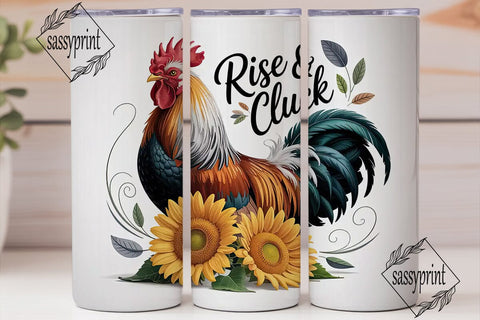 Rise & Cluck Rooster 20oz Tumbler Wrap Sublimation sassyprint 