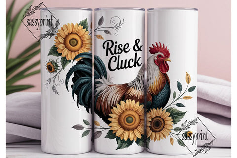 Rise & Cluck Rooster 20oz Tumbler Wrap Sublimation sassyprint 