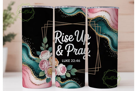 Rise & Pray Tumbler Wrap PNG Sublimation PixelChick 