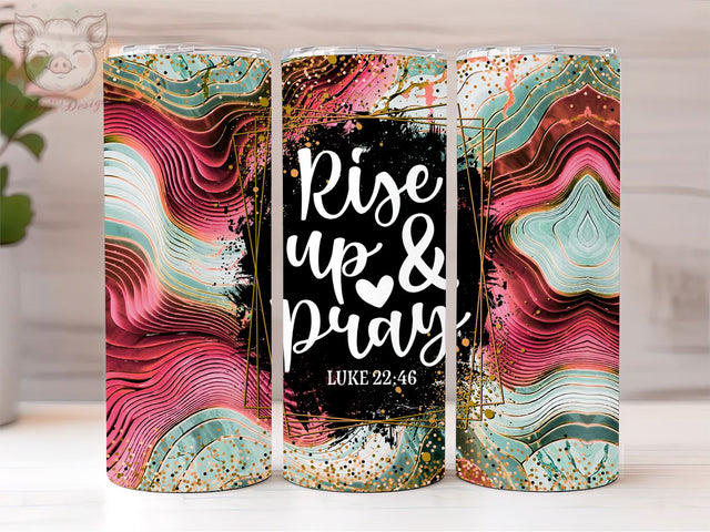 Rise Up And Pray 20oz Tumbler Png, Straight & Tapered Tumbler Png, Religion Christian Quote Marble Tumbler Png, Digital Download PNG Sublimation Lara' s Designs 