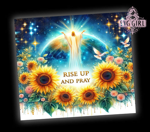 Rise Up And Pray Sunflower 20oz Tumbler Wrap Sublimation Design, Straight Tapered Tumbler Wrap, Religious Tumbler Png, Instant Digital Download Sublimation SvggirlplusArt 