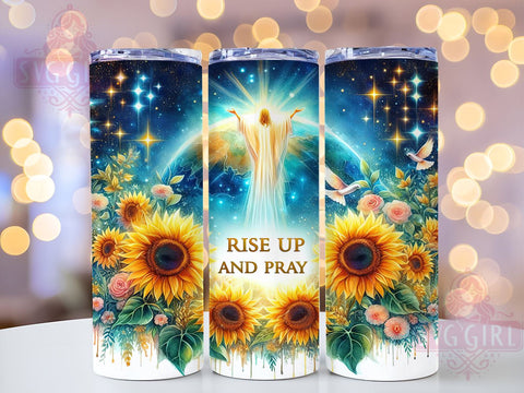 Rise Up And Pray Sunflower 20oz Tumbler Wrap Sublimation Design, Straight Tapered Tumbler Wrap, Religious Tumbler Png, Instant Digital Download Sublimation SvggirlplusArt 
