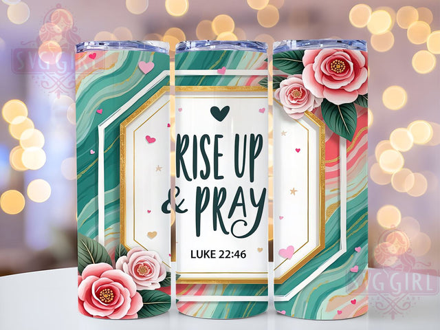 Rise Up and Pray Tumbler, Christian Quote Design, Marble Tumbler Wrap, 20oz Sublimation, Faith-Based Gift, Religious Decor, Digital Download Sublimation SvggirlplusArt 