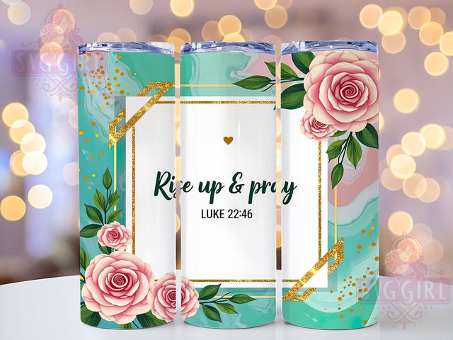 Rise Up and Pray Tumbler, Christian Quote Design, Marble Tumbler Wrap, 20oz Sublimation, Faith-Based Gift, Religious Decor, Digital Download Sublimation SvggirlplusArt 