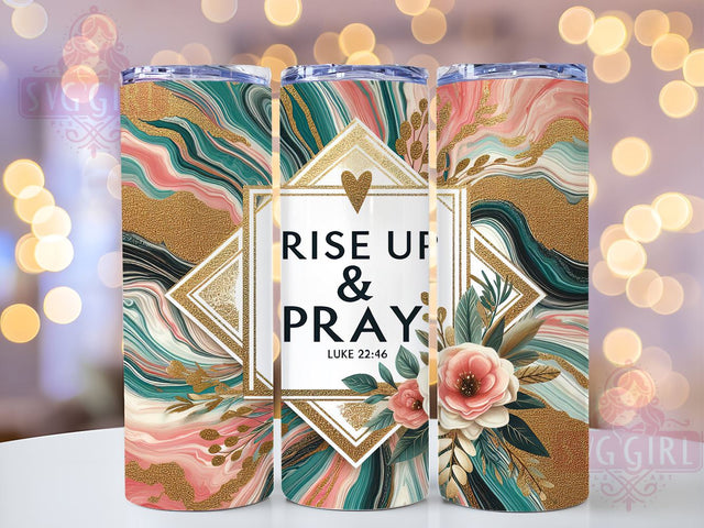 Rise Up and Pray Tumbler, Christian Quote Design, Marble Tumbler Wrap, 20oz Sublimation, Faith-Based Gift, Religious Decor, Digital Download Sublimation SvggirlplusArt 