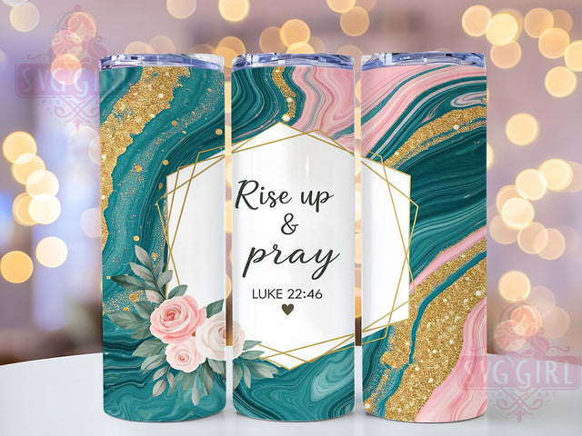 Rise Up and Pray Tumbler, Christian Quote Design, Marble Tumbler Wrap, 20oz Sublimation, Faith-Based Gift, Religious Decor, Digital Download Sublimation SvggirlplusArt 