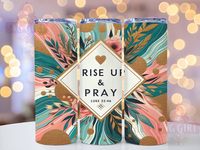 Rise Up and Pray Tumbler, Christian Quote Design, Marble Tumbler Wrap, 20oz Sublimation, Faith-Based Gift, Religious Decor, Digital Download Sublimation SvggirlplusArt 