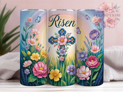 Risen Cross Butterfly Faith Tumbler, Floral Butterfly Tumbler, Christian Cross Wrap, Whimsical Butterfly Wrap, Faith Easter Wrap, Sublimation Design, Trendy Gift Idea Sublimation Li Zamperini 