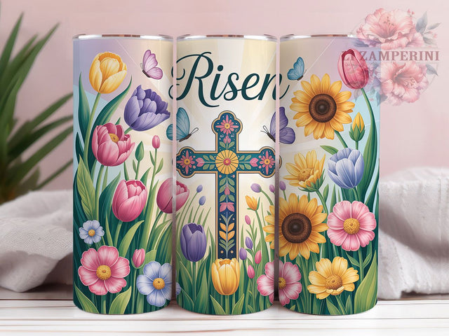 Risen Cross Butterfly Faith Tumbler, Floral Butterfly Tumbler, Christian Cross Wrap, Whimsical Butterfly Wrap, Faith Easter Wrap, Sublimation Design, Trendy Gift Idea Sublimation Li Zamperini 