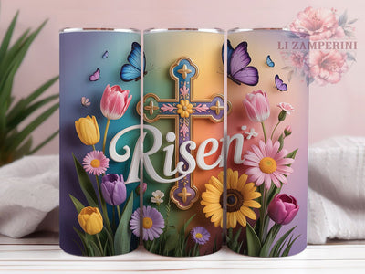Risen Cross Butterfly Faith Tumbler, Floral Butterfly Tumbler, Christian Cross Wrap, Whimsical Butterfly Wrap, Faith Easter Wrap, Sublimation Design, Trendy Gift Idea Sublimation Li Zamperini 