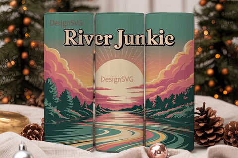 River Junkie 20oz Tumbler Wrap Sublimation DesignSVG 