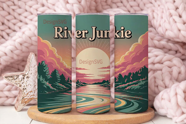 River Junkie 20oz Tumbler Wrap Sublimation DesignSVG 